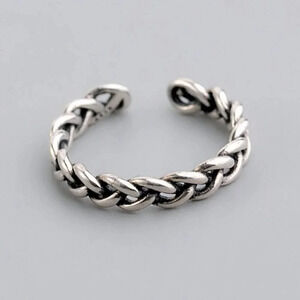 Minimalist 925 Sterling Silver Chain Ring Curb Chain Link Dainty Stackable Ring